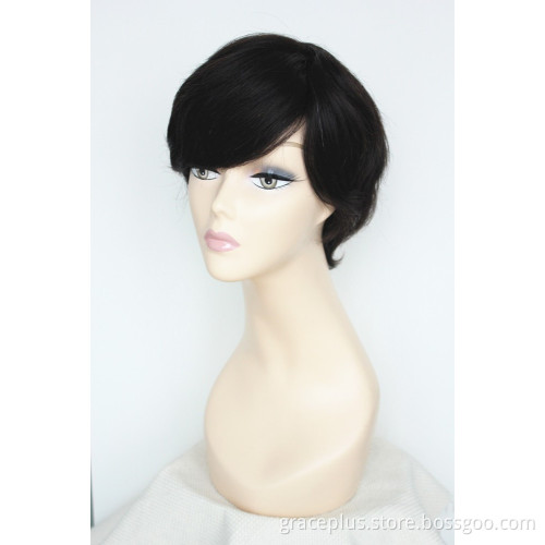 short gluless full lace front human hair wigs for black women
